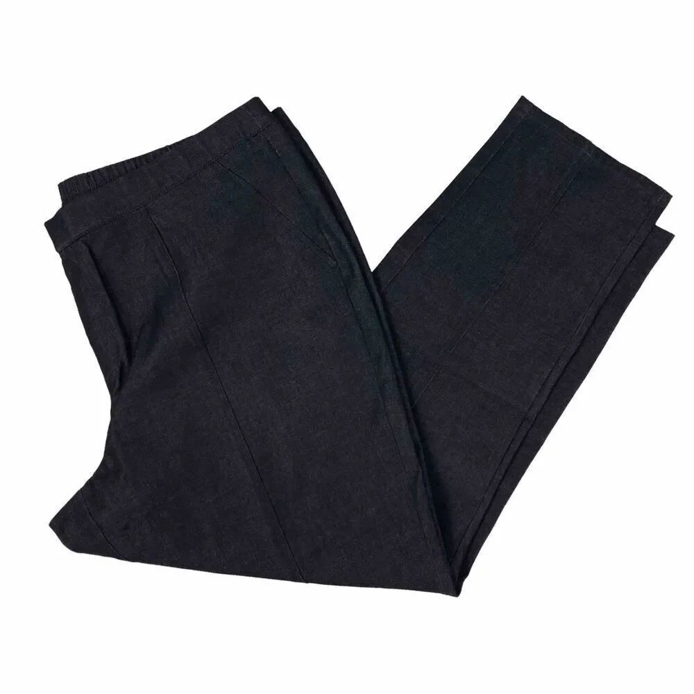 H by Halston Studio Stretch Pull-on Slim Ankle Pants Black size 20W